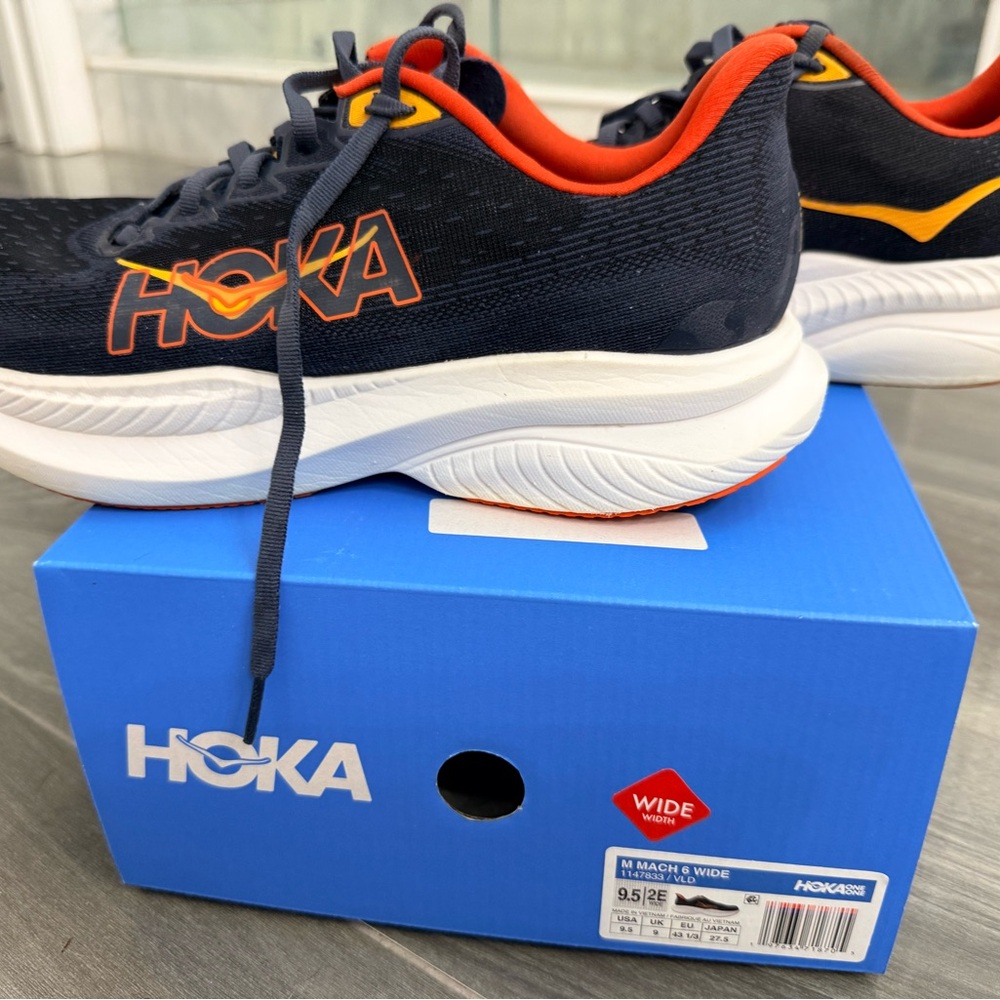 Hoka Navy and Orange Running Sneakers men’s 9.5 Wide